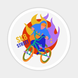 BMX rider and fire background Magnet